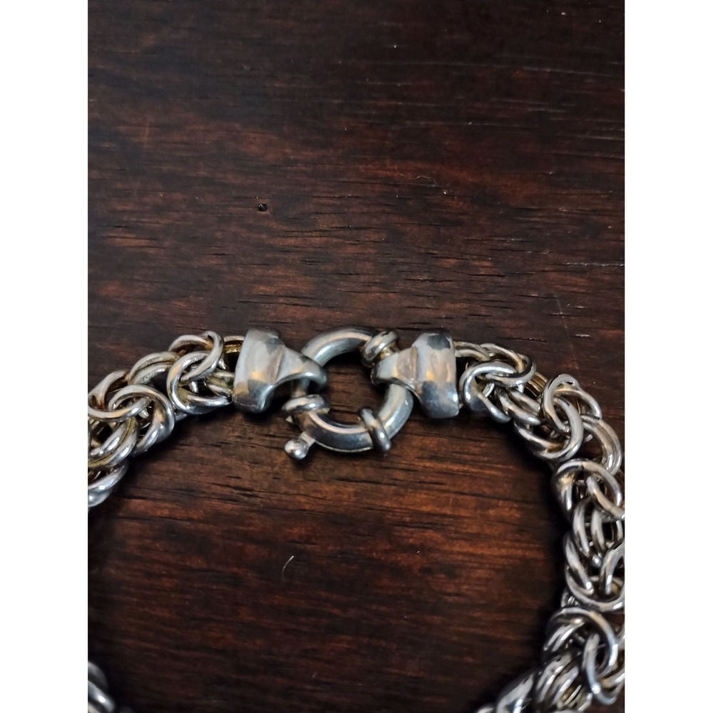 Sterling Silver Byzantine Link Bracelet 7.5 Inch Lobster Clasp 925 Hallmark - Picture 2 of 4